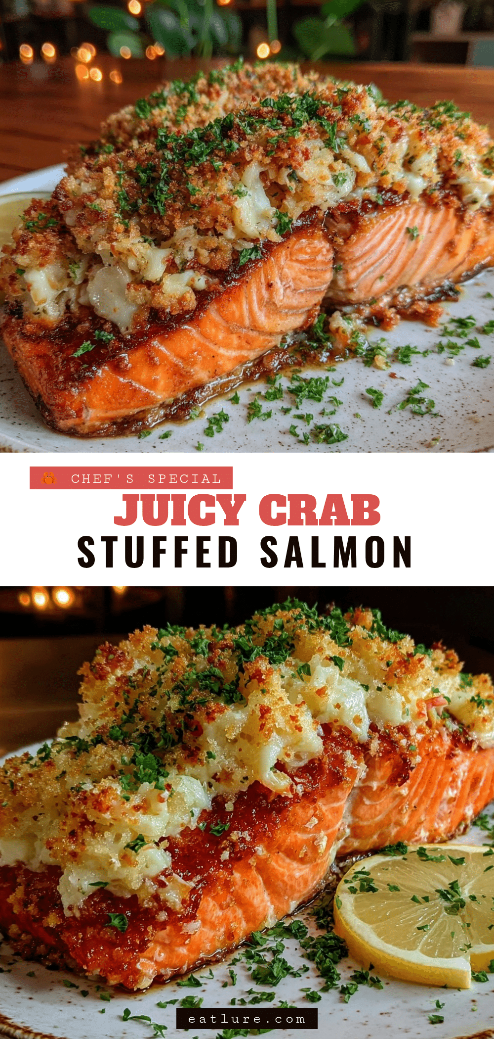 baked crab stuffed salmon recipe